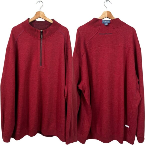 Tommy Bahama Flipsider Half Zip Sweater Pullover Men's 3XT Red Reversible NWOT - Picture 2 of 16